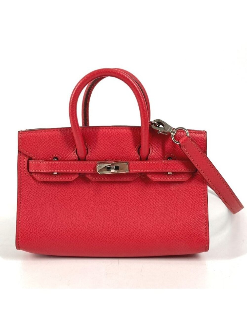 Hermes Handbag Tiny Birkin Leather Red